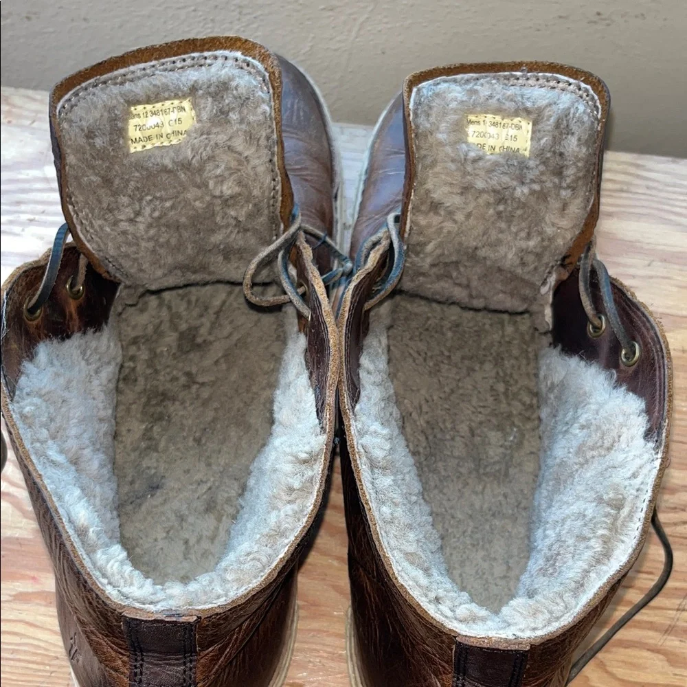 Frye Men's Brown Leather Fleece Lined Chukka‎ Boots 12